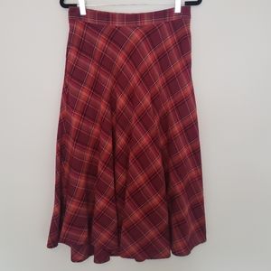 Plaid Circle Skirt in Red Tones